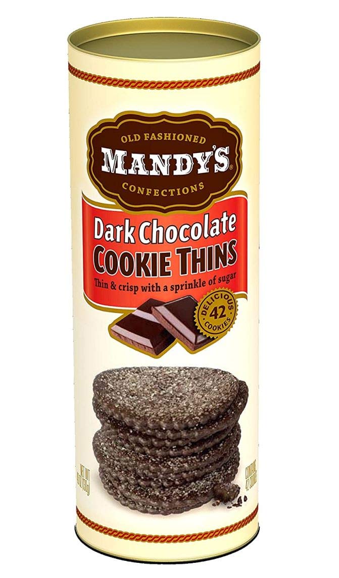 Mandy's - Dark Chocolate Cookie Thins - Box Contains 42 Cookies, 4.6 Ounce.