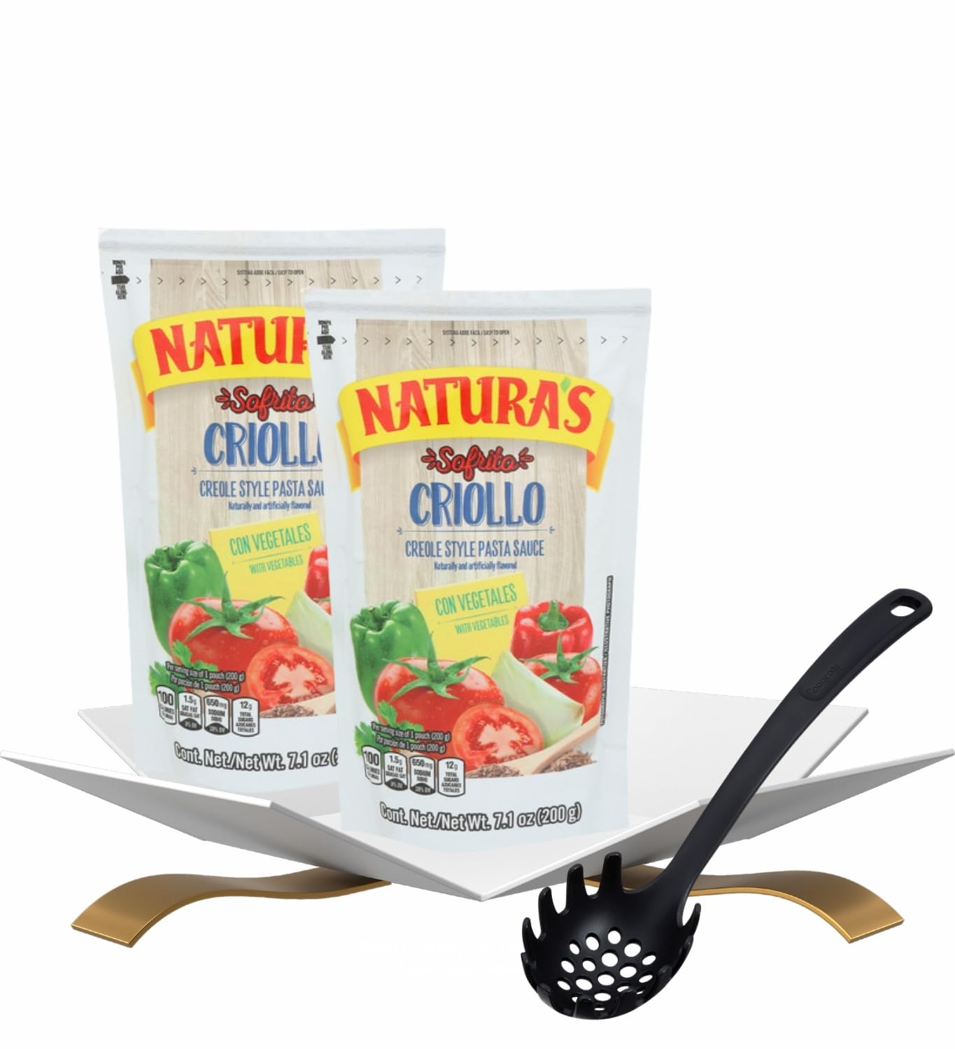 2x Paste Tomato Criollo 7.1 oz Bundle with Nylon Pasta Server - Rich Creole-Style Organic Tomato Paste Sauce with Chili, Onion, and Cumin for Cooking