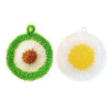 Avocado and Egg Shape Acrylic Dish/Pot Scrubbers for Dish Washing, Cute Food Dish Sponge No Odor Kitchen Sponge Net Dish Cloths, 2 Pack