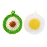 Avocado and Egg Shape Acrylic Dish/Pot Scrubbers for Dish Washing, Cute Food Dish Sponge No Odor Kitchen Sponge Net Dish Cloths, 2 Pack
