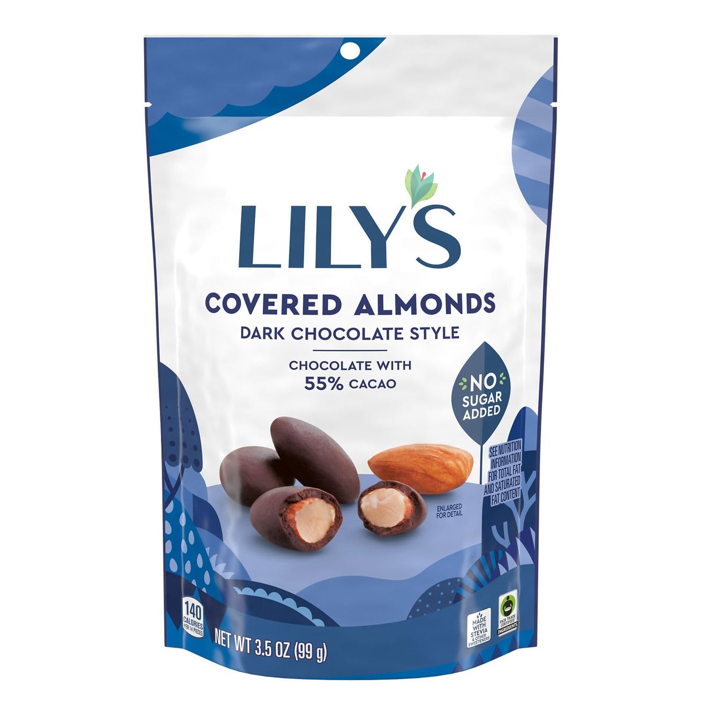 LILY'S Dark Chocolate Style No Sugar Added Covered Almonds Bag, 3.5 oz