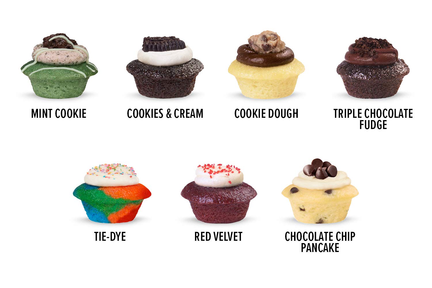 Baked by Melssia Cupcakes - Party Favor Cupcakes (No Nut Flavors) - Assorted 3-Pack Bite-Size Cupcakes (12 Count of 3-Packs)