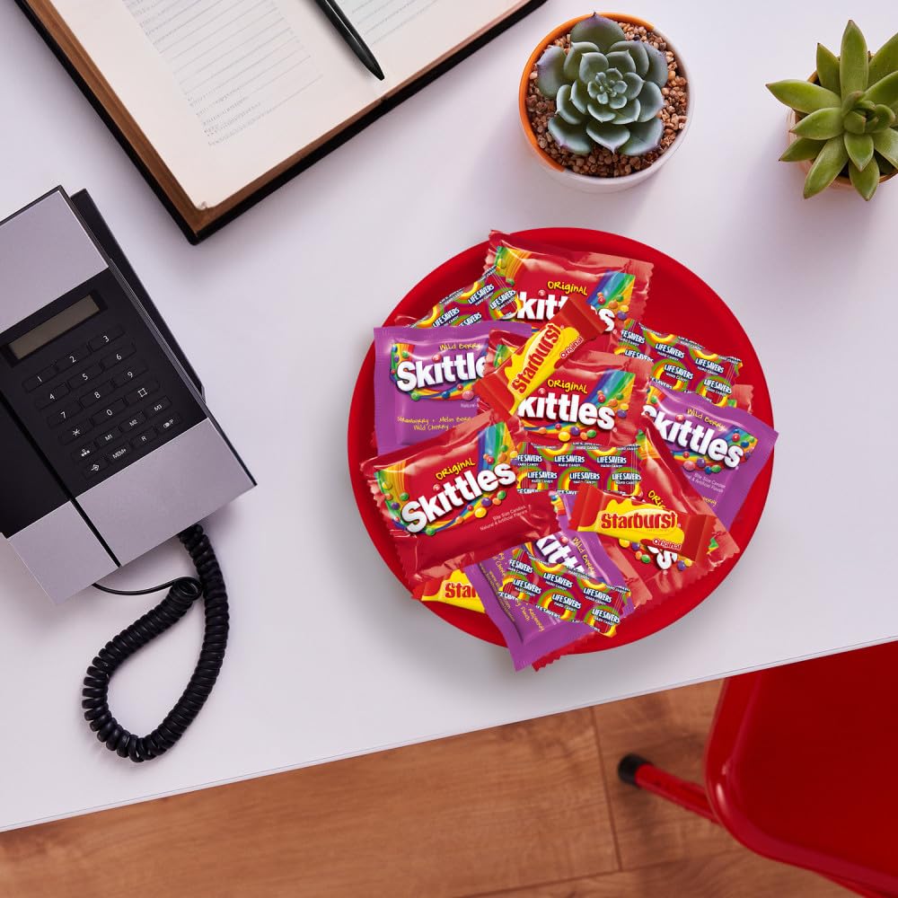 SKITTLES Original, SKITTLES Wild Berry STARBURST & LIFE SAVERS Hard Candy Fun Size Fruity Candy Assortment, 135 Ct Bulk Bag