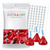 Red Foil Kisses Milk Chocolate Candy Plus Exclusive Kiss Stickers - 270ct