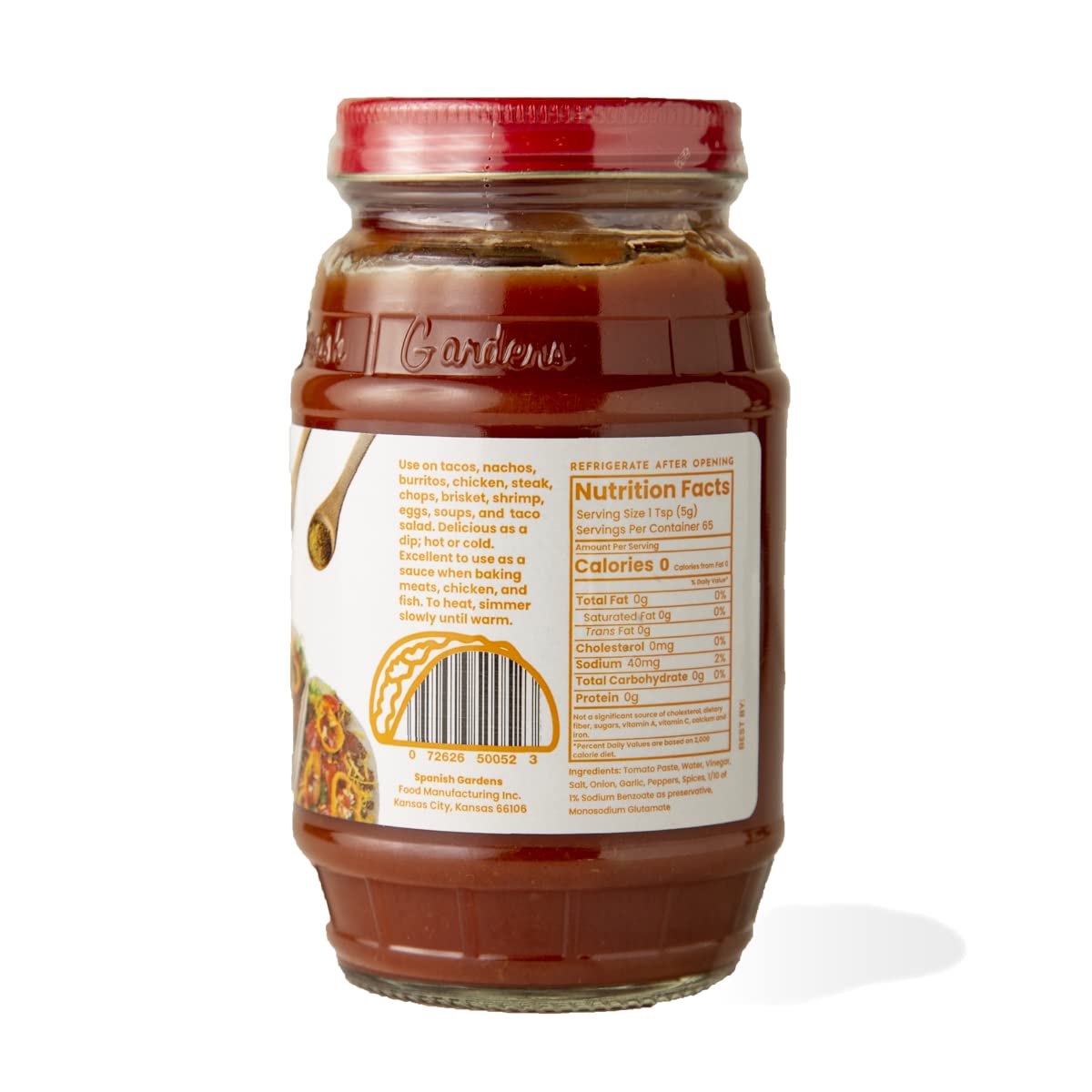 Spanish Gardens Taco Sauce (6 Pack) - Extra Hot Taco Sauce for Authentic Mexican Food - Original Family Recipe, Super Spicy Sauce for Tex Mex Food