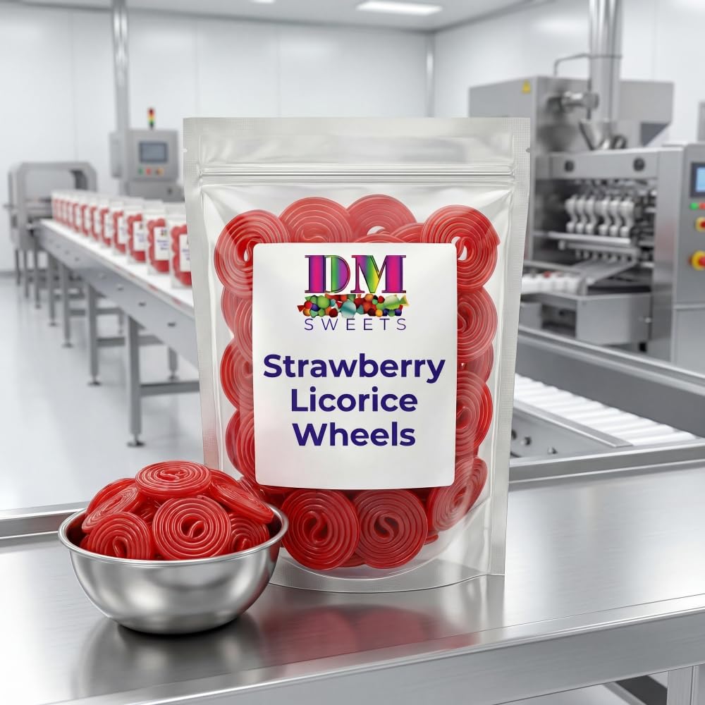 Premium Strawberry Licorice Wheels - 2 lbs Bulk Bag of Chewy Fresh Gourmet Red Candy