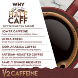 World's Best Half Caff Caramel Coffee Pods, 18 ct, Medium Roast Flavored Coffee in Single Serve Pods - 100% Arabica Beans, Compatible with Keurig K