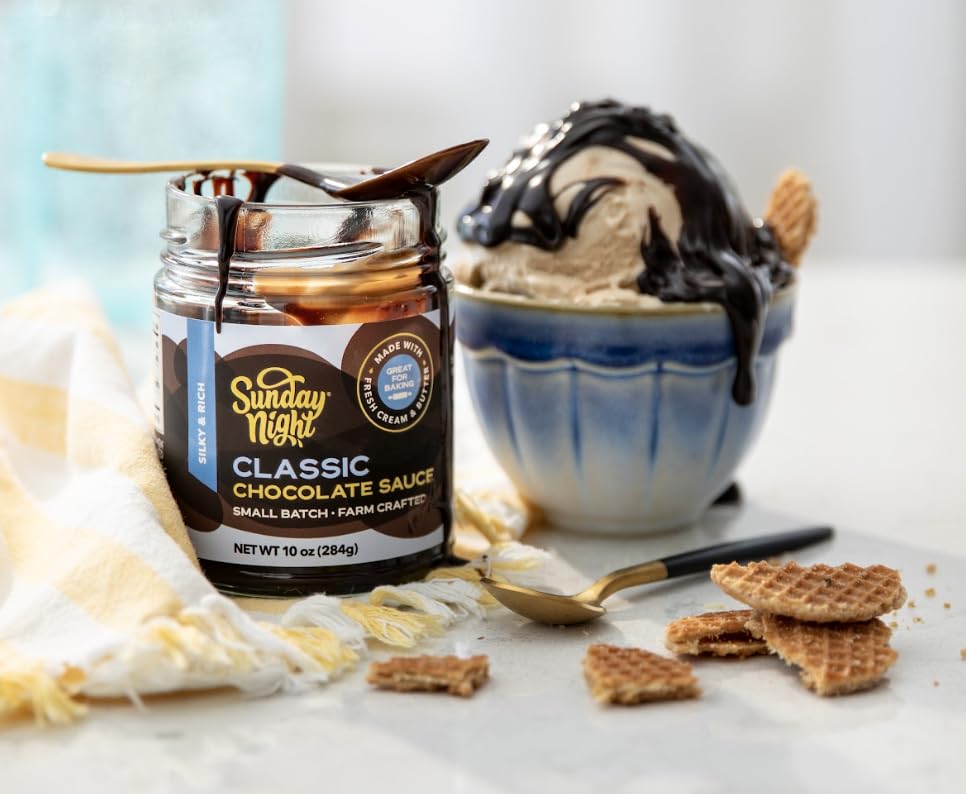 Sunday Night Classic Chocolate Sauce - Luxury Chocolate Gift, Dairy Free, Gluten-Free, Pure Clean Ingredients, No Preservatives - 10oz