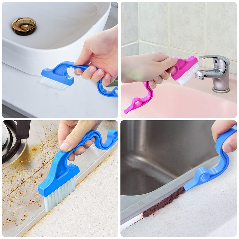 Crevice Gap Cleaning Brush Tool, 6pcs Hand-held Groove Gap Cleaning Tools, 2 in 1 Dustpan Cleaning Brushes, Shutter Door Window Track Kitchen Cleaning
