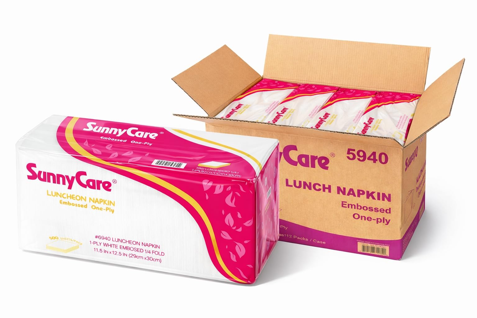 Sunnycare #5940 Premium Luncheon Napkin Embossed One-ply 1/4 Fold 11.5"x12.5" ;250sheets/pack;24packs/case;6000/case