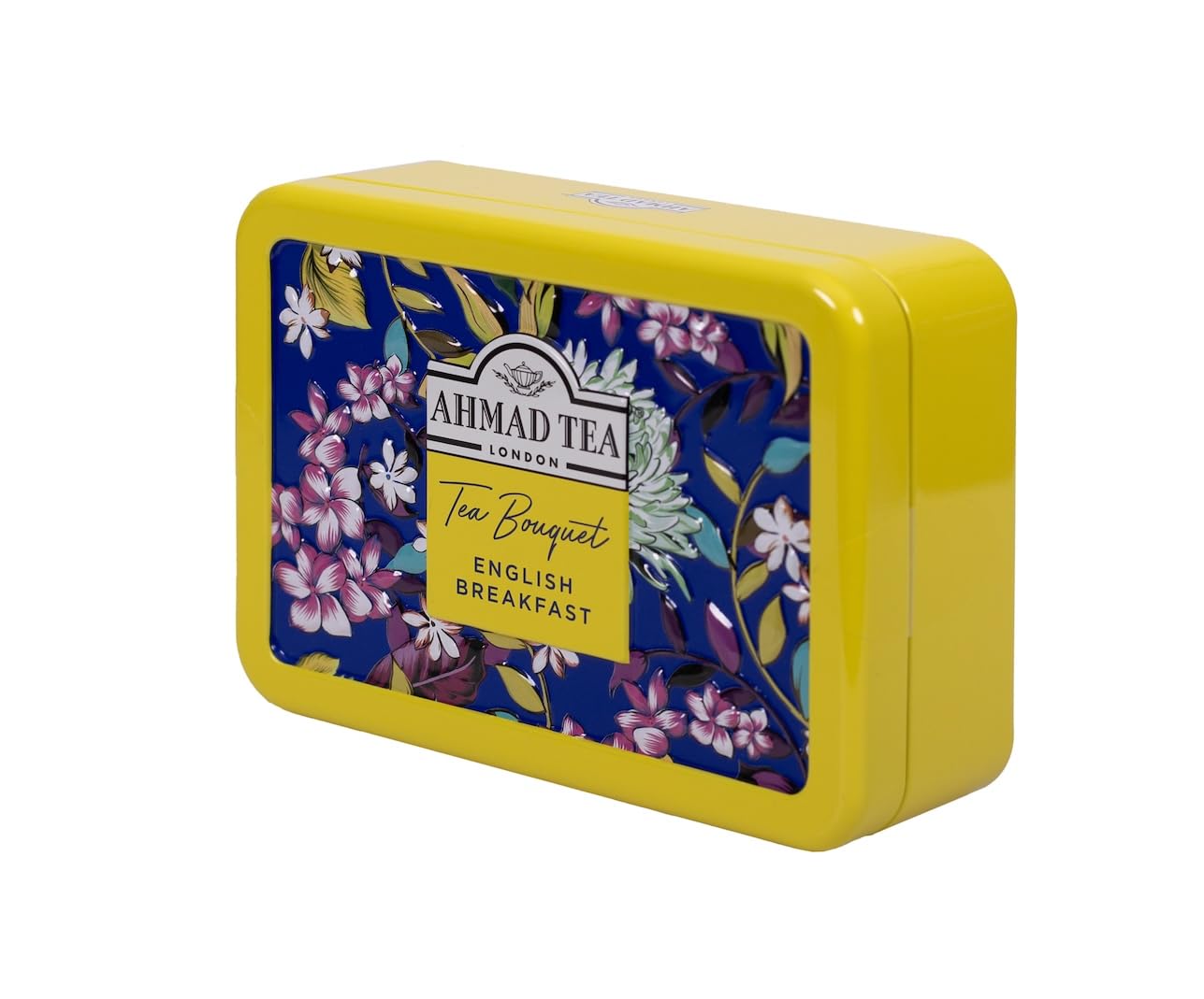 Ahmad Tea Floral Tea Tin Gift, Yellow Caddy, English Breakfast, 10 Tea Bags