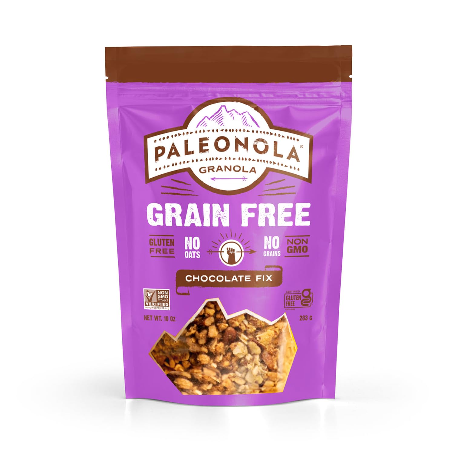 Paleonola Chocolate Fix Grain Free Granola, 10 Oz Resealable Bag (Pack of 1) - Grainless Paleo Granola Blended w/Dried Cranberries & Coconut, Organic