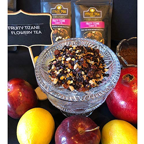 Itrix Tea Fruity Tizane Flowery Tea - Herbal Loose Leaves Tea - Infused with Sweet, Bright Citrus & Fruity Flavor - Delicious & Refreshing Aromatic