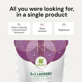 Grab Green 3-in-1 Laundry Detergent Pods, Fragrance Free, Plant and Mineral Based, Superior Cleaning Power, Stain Remover, Brightens Clothes, White