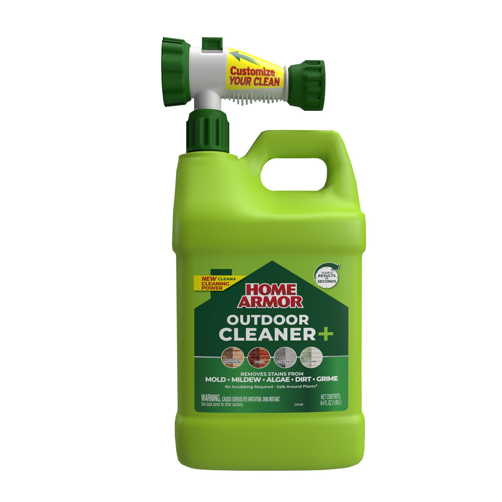 Home Armor Outdoor Cleaner+, 64 oz., Remove Stains from Mold, Mildew, Algae, Dirt and Grime for Visible Results in Seconds, No Scrubbing Required