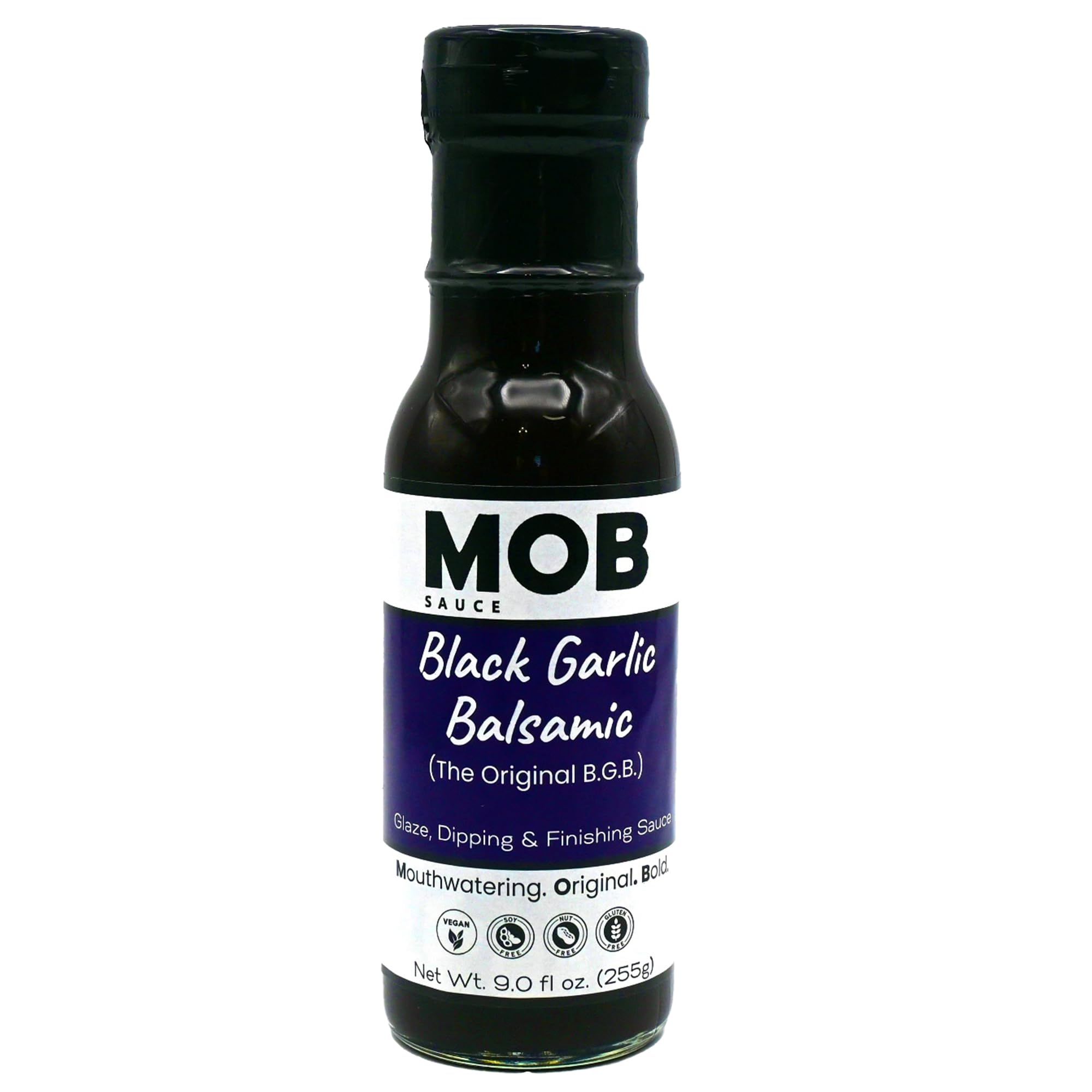 MOB Sauce Black Garlic Balsamic - Glaze, Dipping, and Finishing Sauce That’s Vegan, Gluten-Free with Natural Ingredients Free of Preservatives - 9 fl