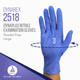Dynarex DynaPlus Disposable Nitrile Exam Gloves, Powder-Free, Latex-Free, Strength + Value, Used by Professionals, Blue, Large, 1 Box of 200 DynaPlus