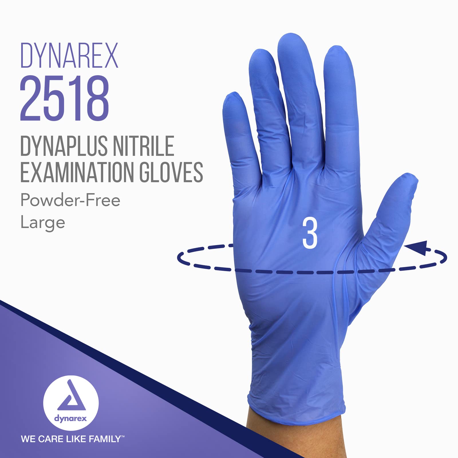 Dynarex DynaPlus Disposable Nitrile Exam Gloves, Powder-Free, Latex-Free, Strength + Value, Used by Professionals, Blue, Large, 1 Box of 200 DynaPlus