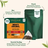 VAHDAM, India's Original Masala Chai Tea Bags (100 Count) No Added Flavoring | Blended w/Exotic Spices | Whole Leaf Tea Bags | Resealable Ziplock