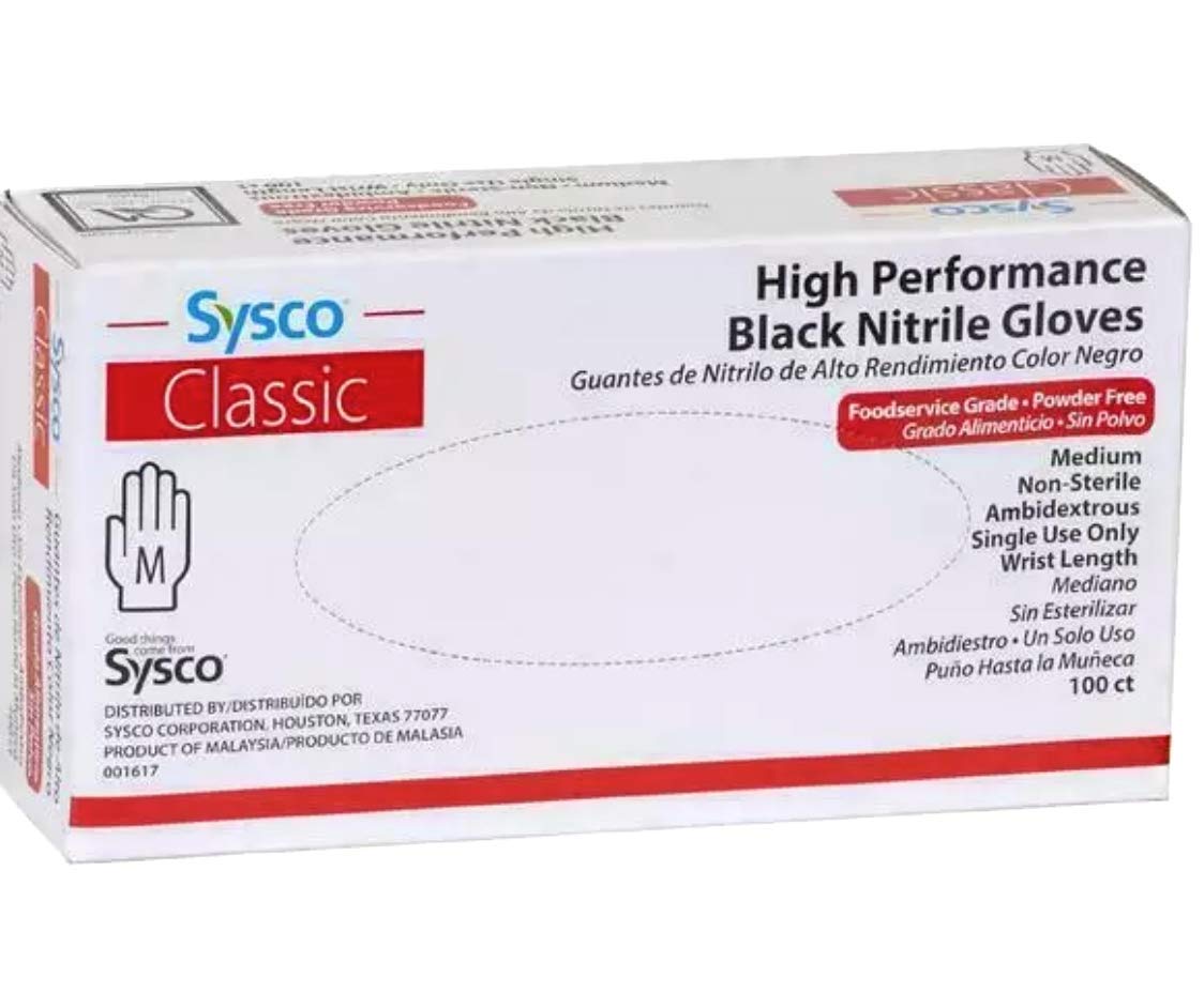 SYSCO HIGH Performance Black Nitrile - Medium - Box with 100 Gloves
