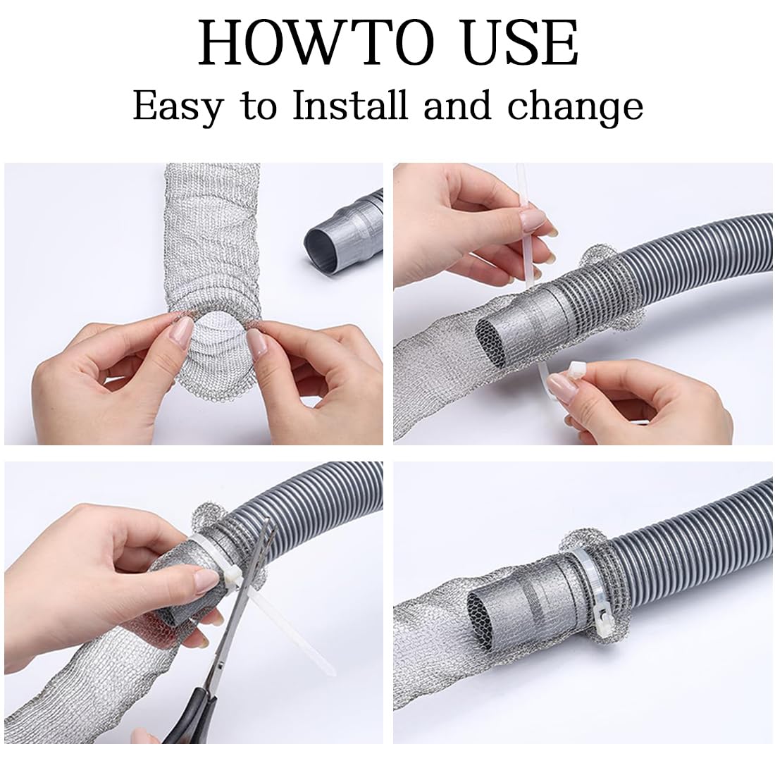 Lint Traps for Washing Machine Hose Stainless Steel Lint Snare Traps Laundry Mesh Washer Hose Filter 12 Pieces with 12 Pcs Cable Ties