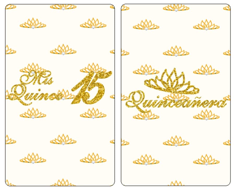 Mis Quince Miniature Candy Bar Wrapper, Quinceanera Mini Chocolate Bar Stickers for 15 Birthday Party, Table Top Event Decorations, (Set of 60) Candy