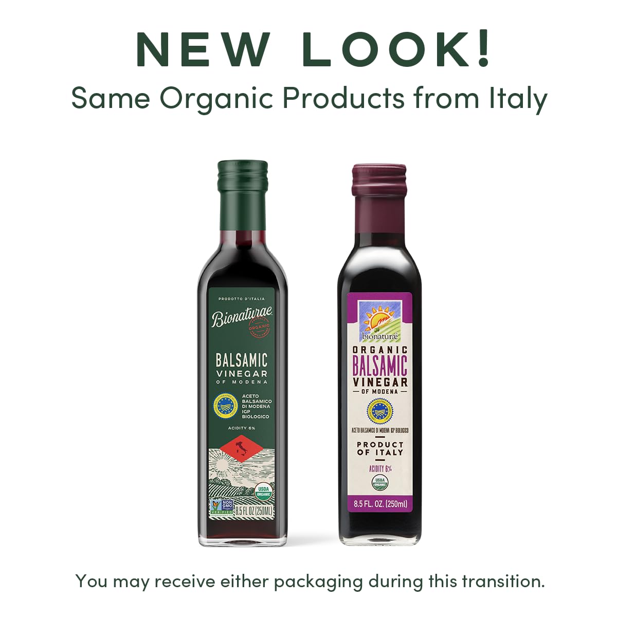 Bionaturae Vinegar Balsamic - Organic Balsamic Vinegar, Modena Balsamic Vinegar, Acidity 6%, USDA Certified Organic, Recyclable Glass, 100% Authentic