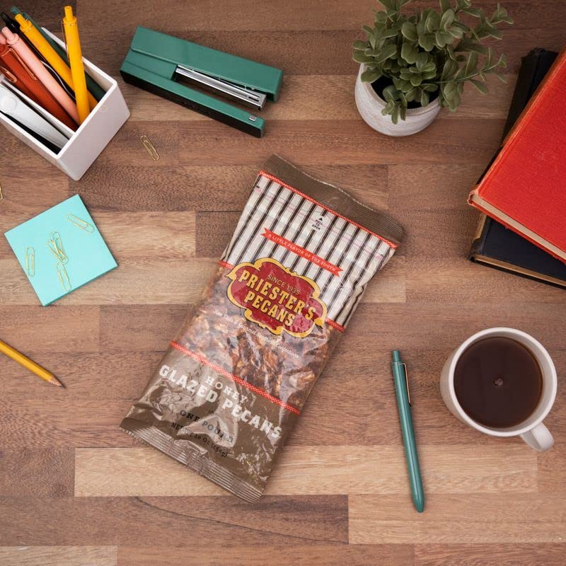 PRIESTER'S | 1lb. Bag | Honey Glazed Pecans | Flavorful Premium-Crop Pecans | Grown with Care & Made with Love | Perfect for Gifts, Snacking, Recipes