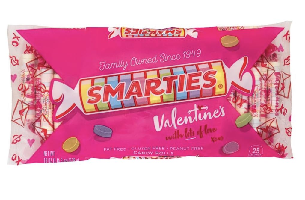 POSH PATTERNS Smarties Valentine's Candy Rolls, 18 Ounce - Valentine's Day Candy