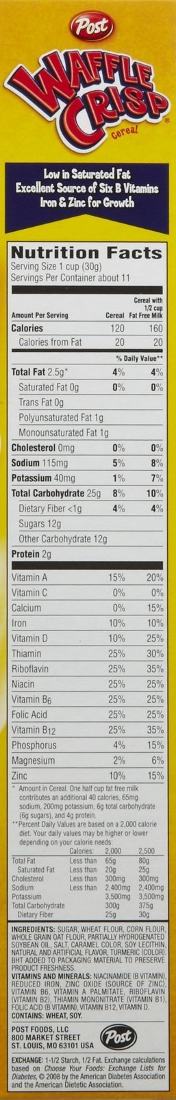 Post Waffle Crisps Cereal, 11.5 oz