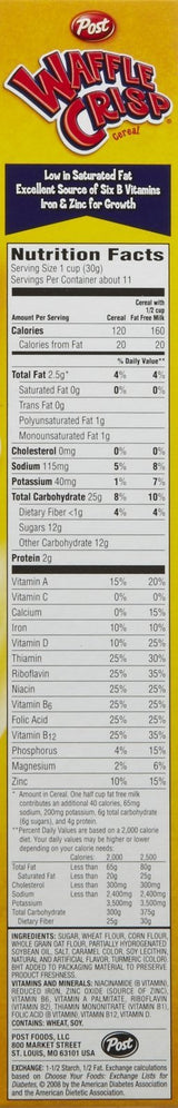 Post Waffle Crisps Cereal, 11.5 oz