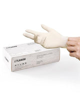 LANON 5 mil Latex Disposable Gloves, Food-Contact Grade, Powder-Free, Fully Textured, White, Large