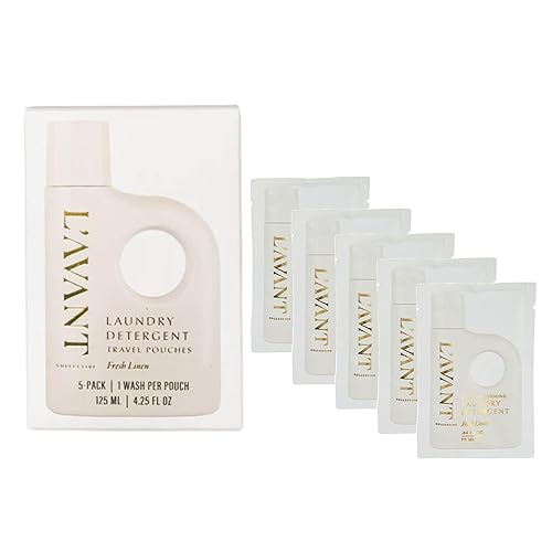 L'AVANT Collective Luxury Travel Laundry Detergent | Fresh Linen | Non-Toxic Concentrated Liquid Laundry Soap Packets | Plant-Based, HE Compatible