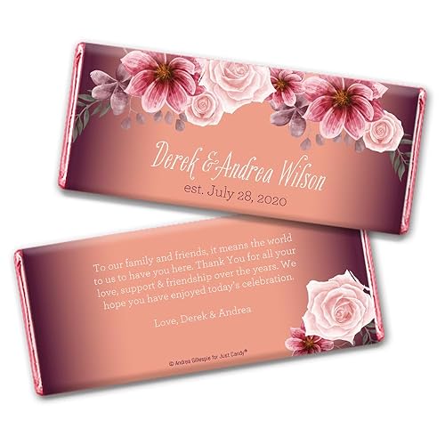 Rustic Wedding Favors for Guests Personalized Chocolate Bars (24 Pack) - Bridal Shower Favors for Guests, Wedding Candy
