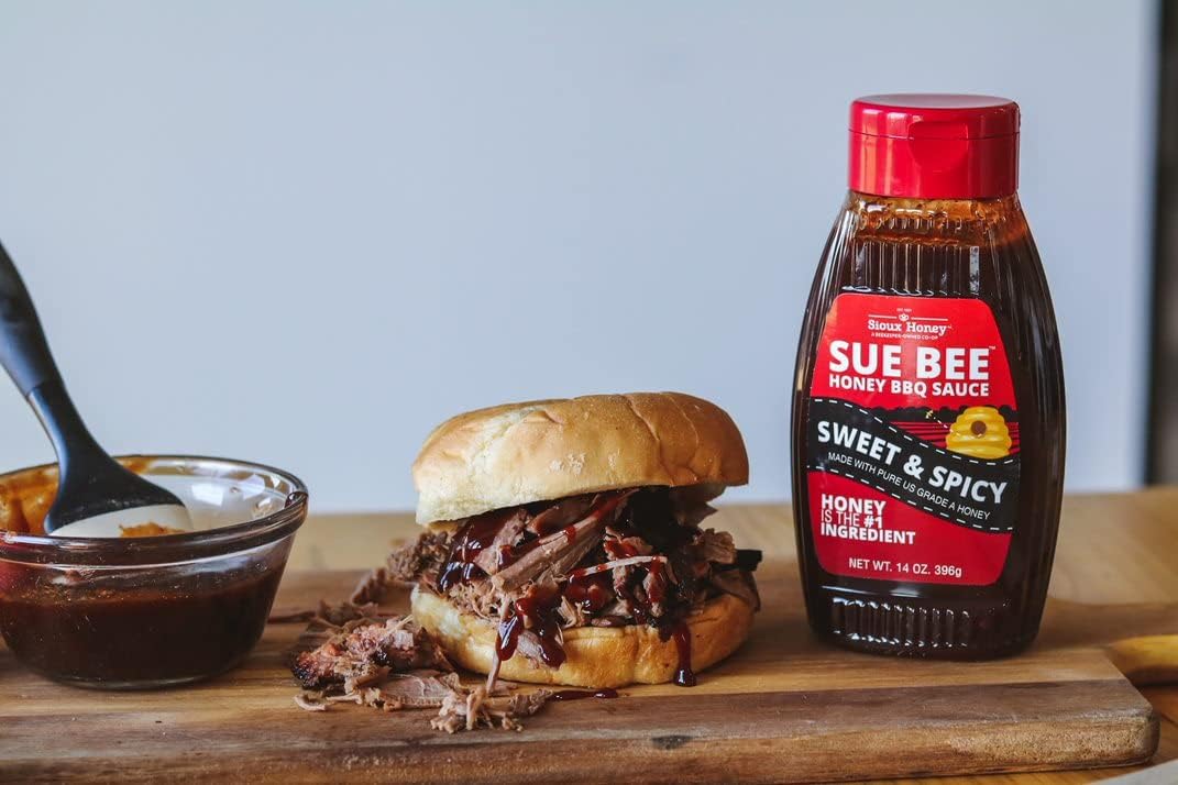 Sue Bee Honey BBQ Sauce, Sweet & Spicy, Made with Pure Honey, Gluten Free, 14 Ounce (Pack of 1)