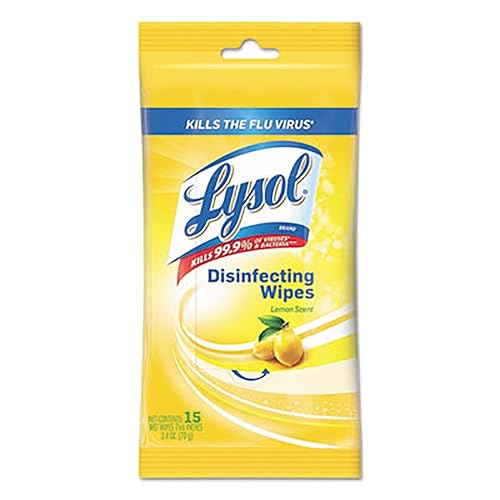 Lysol Disinfecting Wipes To-Go Pack, Lemon Scent, 15 Count