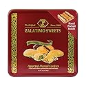 Zalatimo Sweets Since 1860, 100% All Natural Assorted Mamoul Shortbread Cookies, Square Metal Gift Tin, Slightly Sweet Cookies, Pistachio, Walnuts