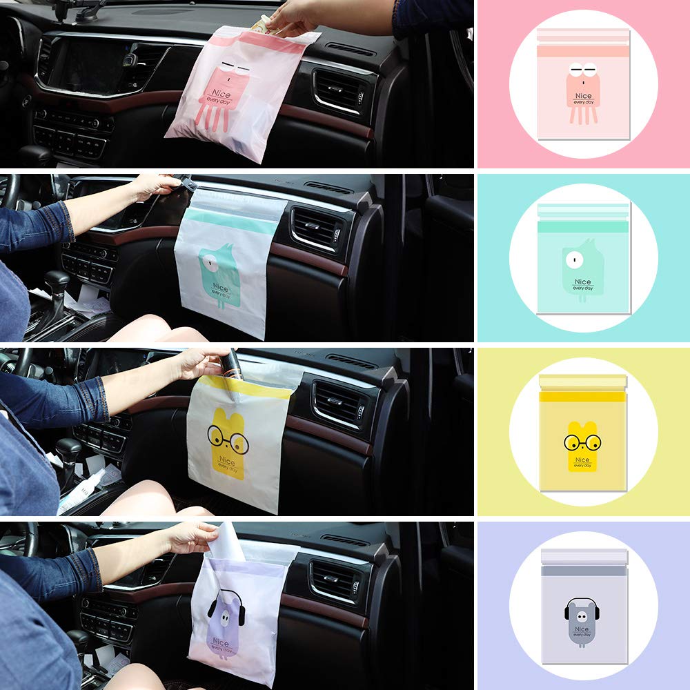 60PCS Easy Stick-On Disposable Car Trash Bag, Leakproof Vomit Bag, Beautiful Kitchen Storage Bag, Durable, Suitable for Cars, Kitchens, Bedrooms