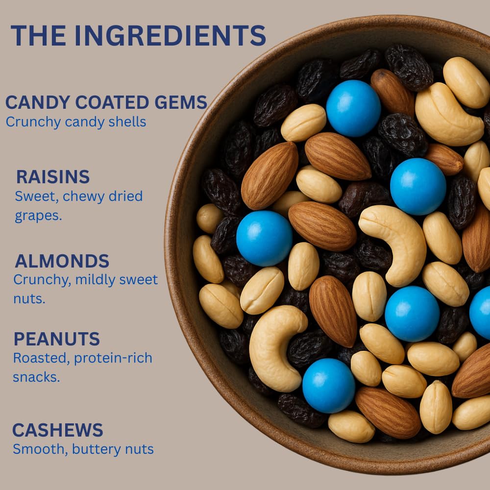 Platinum Mountain Trail Mix - Sweet & Crunchy Snack with Almonds, Cashews, Raisins & Chocolate Gems | Resealable 9 oz Bag for Heart-Healthy Energy