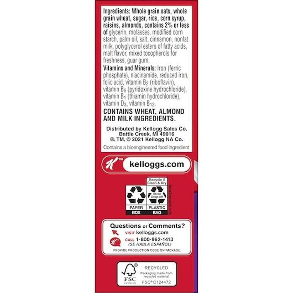 Kellogg's Low Fat Granola Cereal, With Raisins, 2.22oz (70 Count)