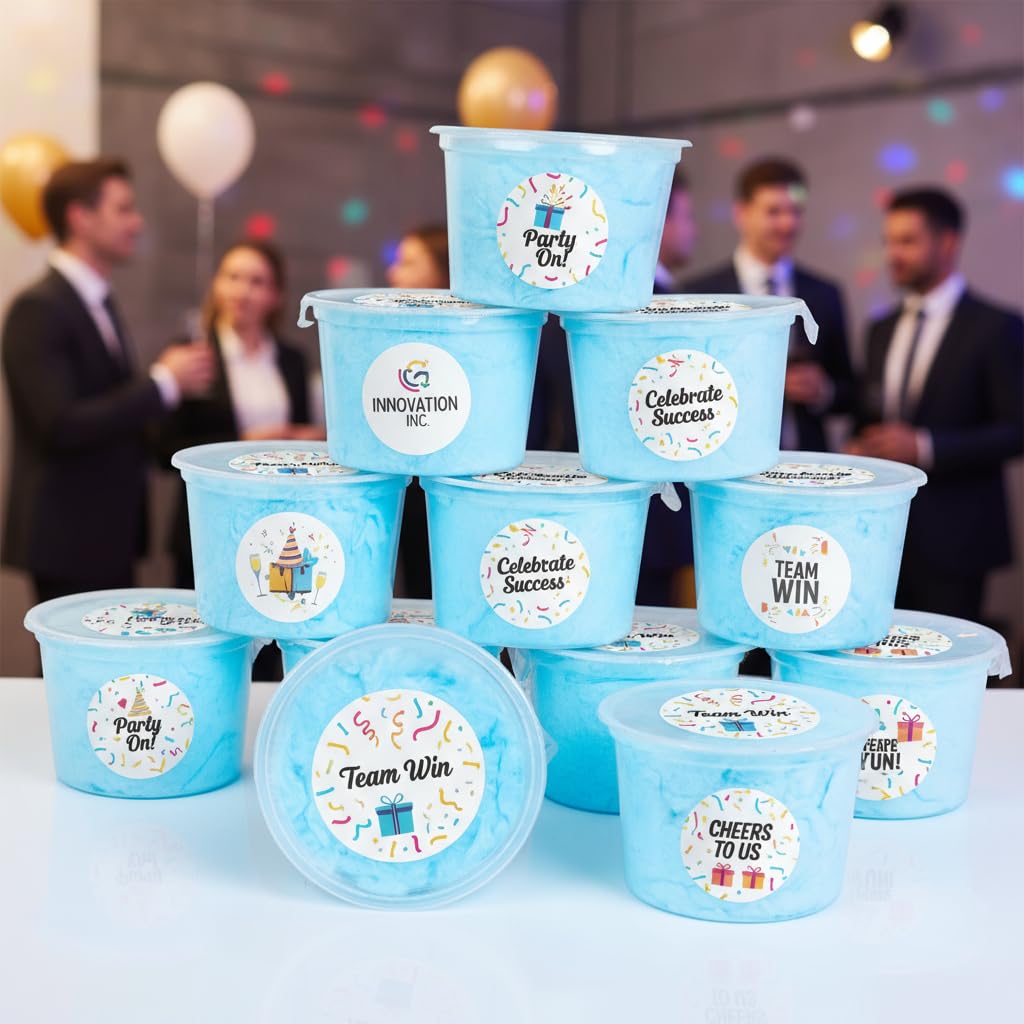 Cotton Candy Clear Tubs - Customizable - 12-Pack (1.25 oz ea) | BLUE RASPBERRY | Sticker-Ready Party Favors, Gifts | Lupy Lups!