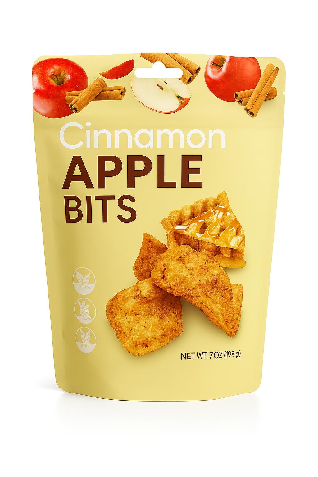 Premium Cinnamon Apple Bits 7 Oz Soft & Chewy All Natural 100% Real Dried Apple Fruit Slices Snack Tart & Sweet, Resealable Bag No Artificial Colors