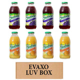LUV BOX- variety Everfresh Juice 16 oz. pack of 8 , Everfresh 100% Juice- Grape , Everfresh 100% Orange Juice. by evaxo