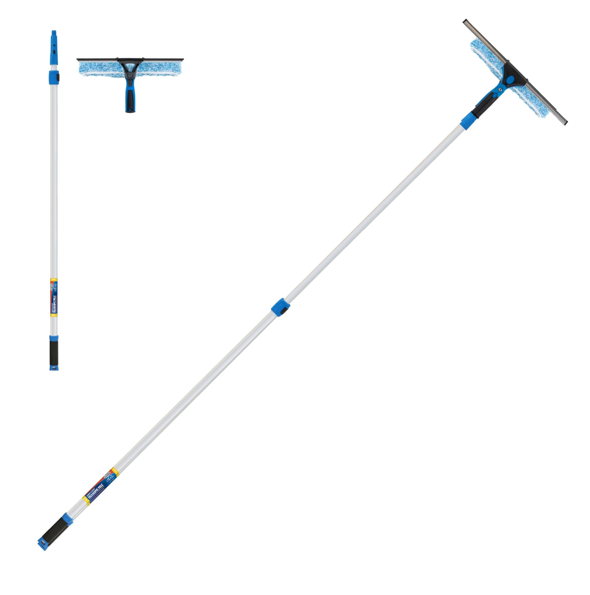 Unger Professional 2-in-1 Squeegee and Scrubber, 14” Window Cleaning Tool and 8’ Connect & Clean Pole, Essential Glass Supplies for Commercial