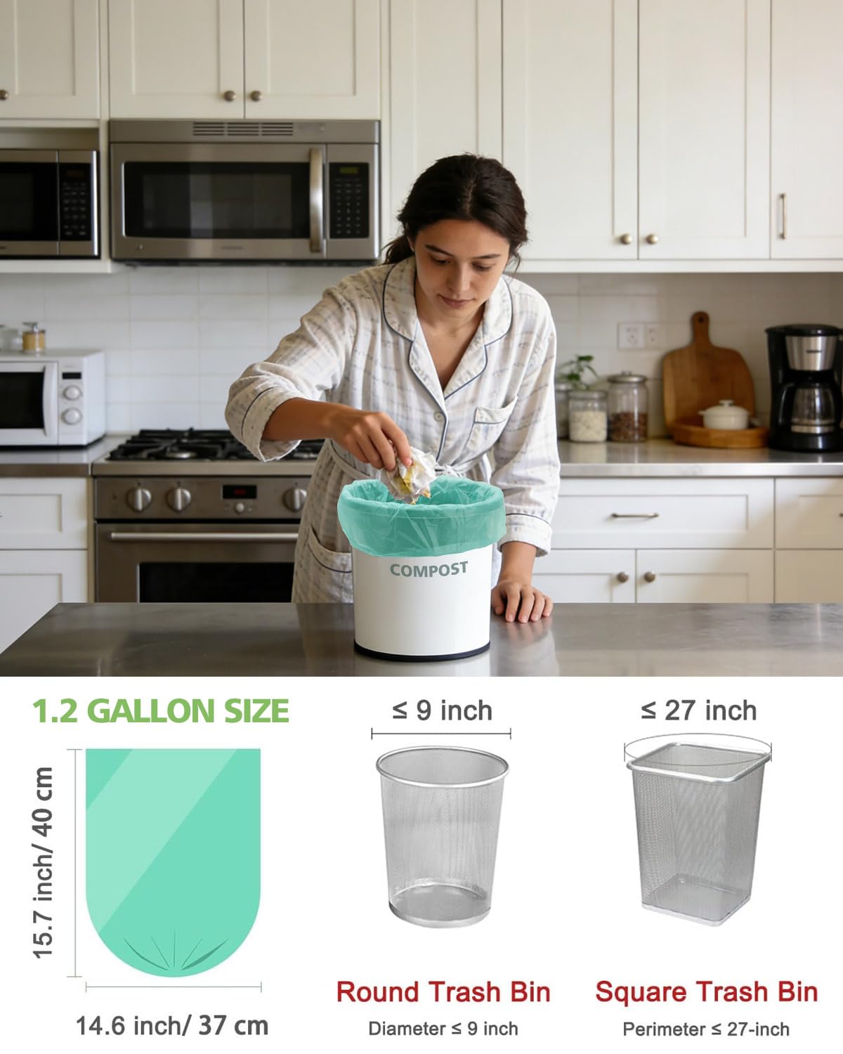 75 Counts AYOTEE Mini Garbage Bags, 1.2 Gallon Small Compostable Trash Bags, Small Garbage Bags for home, Fit 4.5 or 5 Liter Bathroom Wastebasket Can