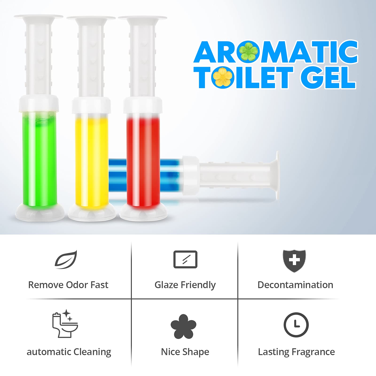 SINOKF Toilet Gel Stamp, 4Pcs/36 Count Flower Fragrance Bathroom Deodorizer Bowl Cleaner Toilet Jerry