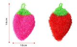 Acrylic Dish Scrubber for Dishwashing Multi-use Non-Scratch Net Cloth Scrubber Sponge Set of 2 (Strawberry)