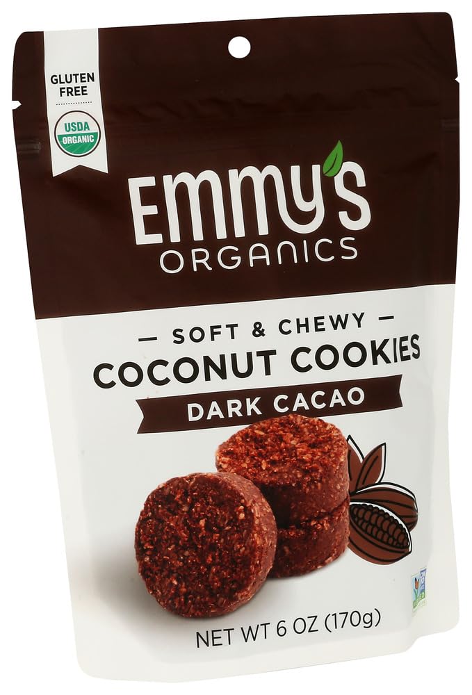 Emmys Organic Dark Cacao Coconut Cookies, 6 OZ