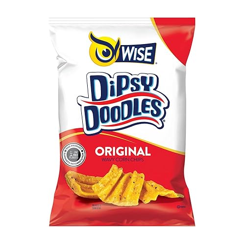 Wise Snacks Dipsy Doodles Wavy Corn Chips, Original, Bulk Snack Chips for Fun and Tasty Snacking Gluten Free, 0g Trans Fat, No Preservatives 0.875