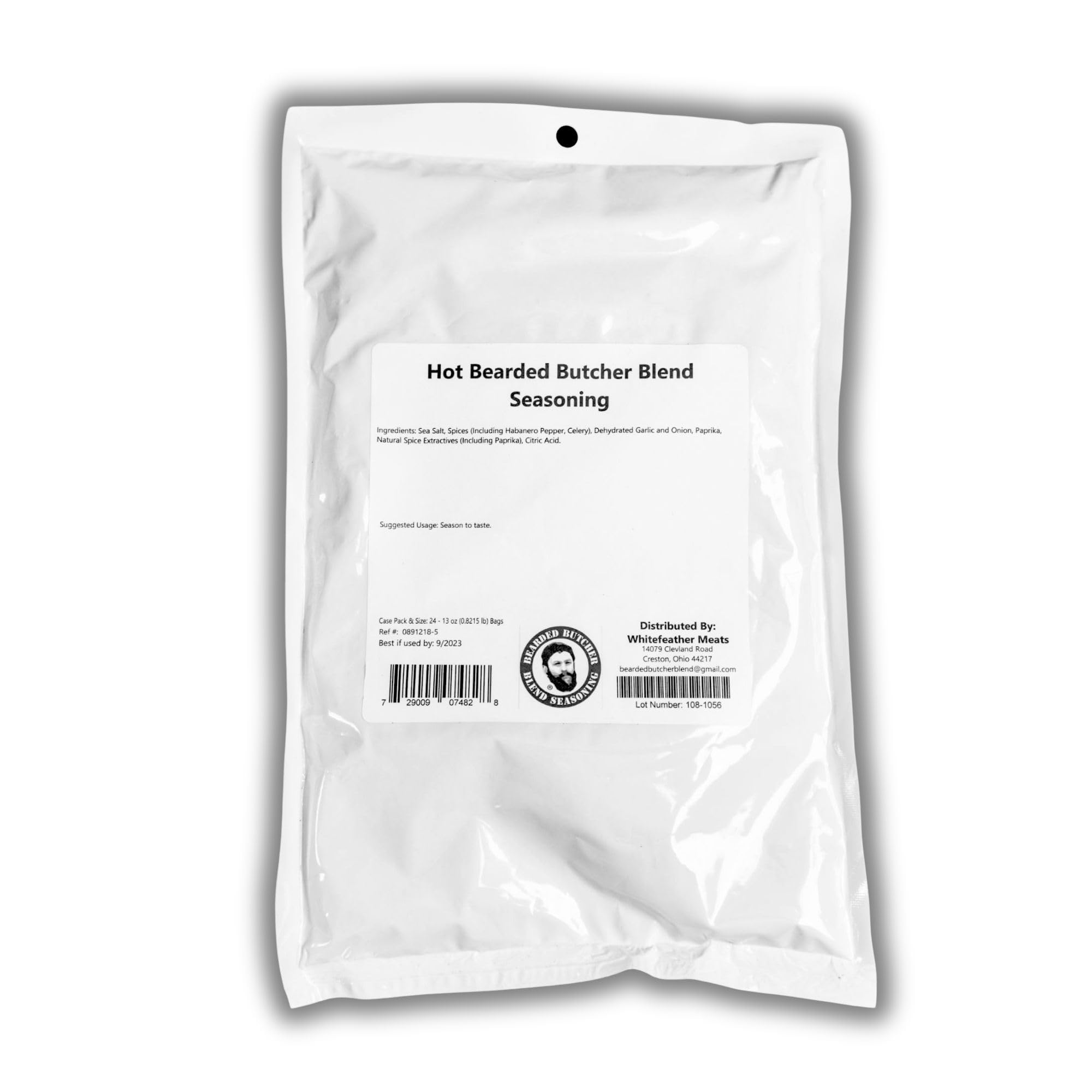 Bearded Butchers Hot Seasoning 13oz - Adds Bold Heat & Flavor to 25 lbs of Meat - Perfect for Brats, Sausages, Jerky, and DIY Meat Processing - No